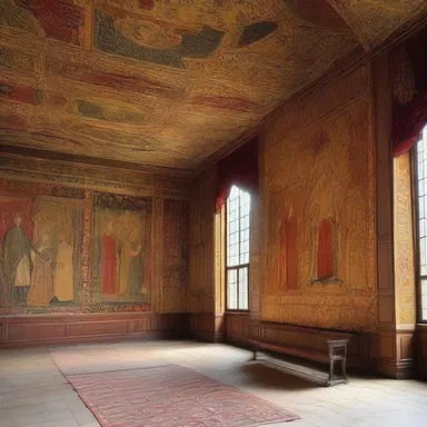 The Great Hall was beautifully decorated with tapestries and portraits of ancient kings and queens, reflecting the grandeur of the medieval era.