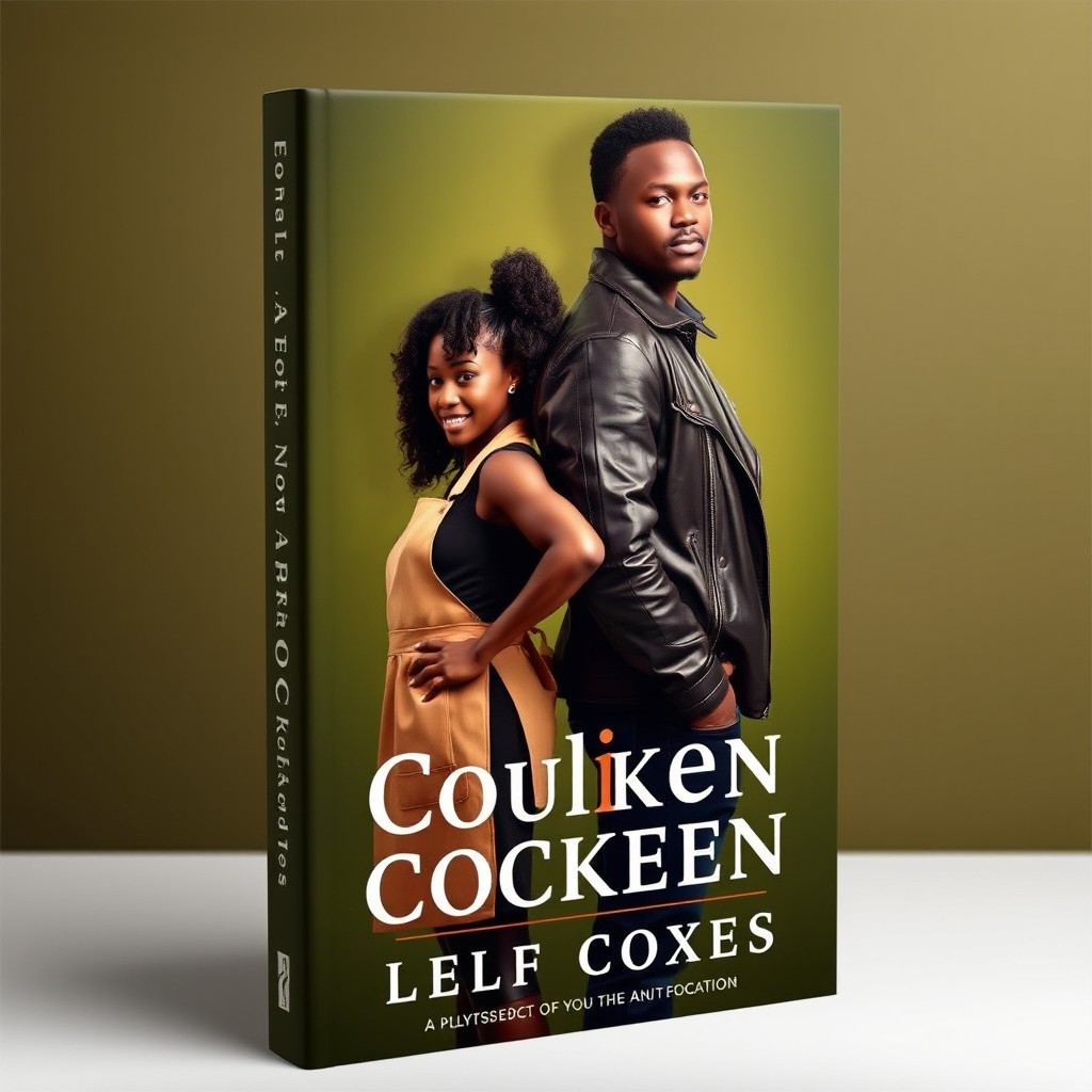 A book cover design featuring two characters standing back to back