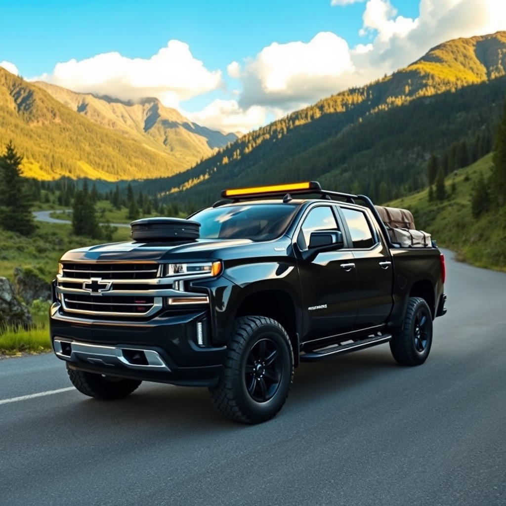 Sleek Double Cab Pickup on Scenic Route