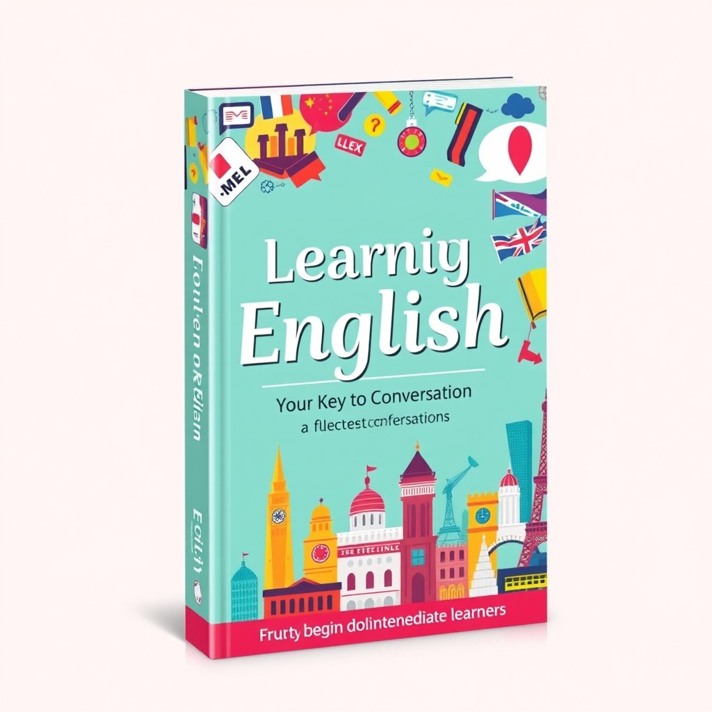 A vibrant and engaging book cover design for a guide to learning English language