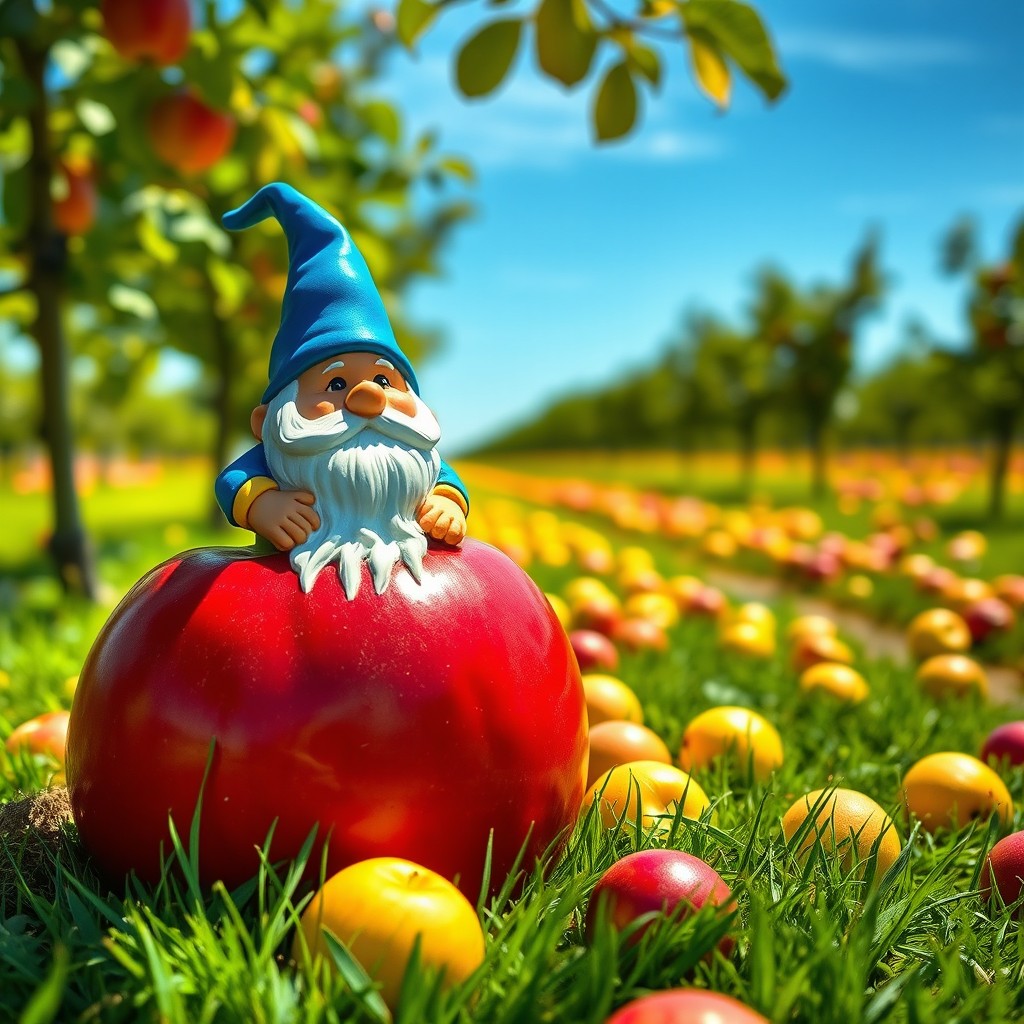 A realistic photo capturing a vibrant apple orchard on a sunny day