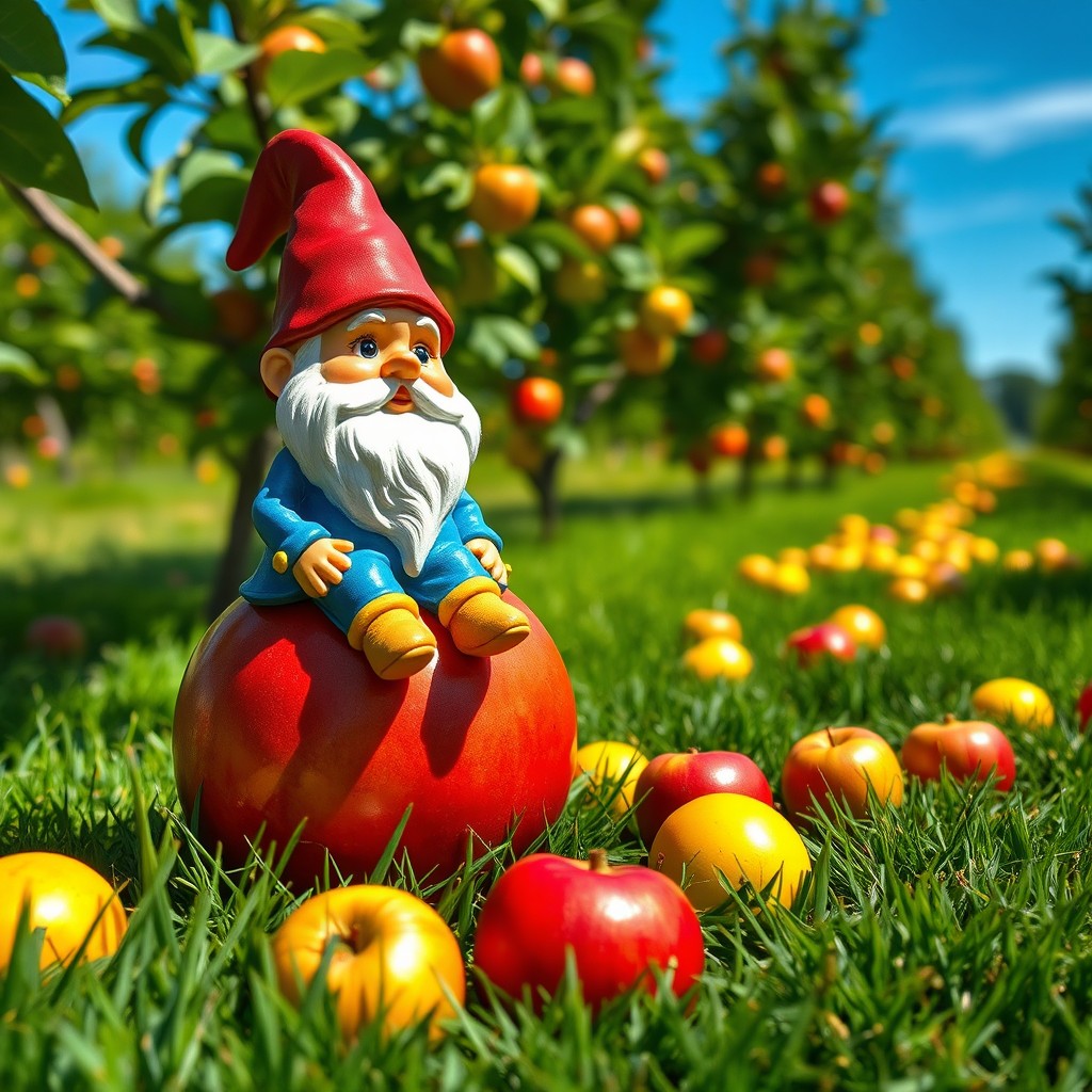 A realistic photo of an apple orchard on a sunny day