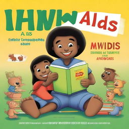 A high-quality digital art image of a children's book cover about HIV and AIDS