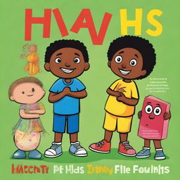 A high-quality digital art image of a children's book cover about HIV and AIDS