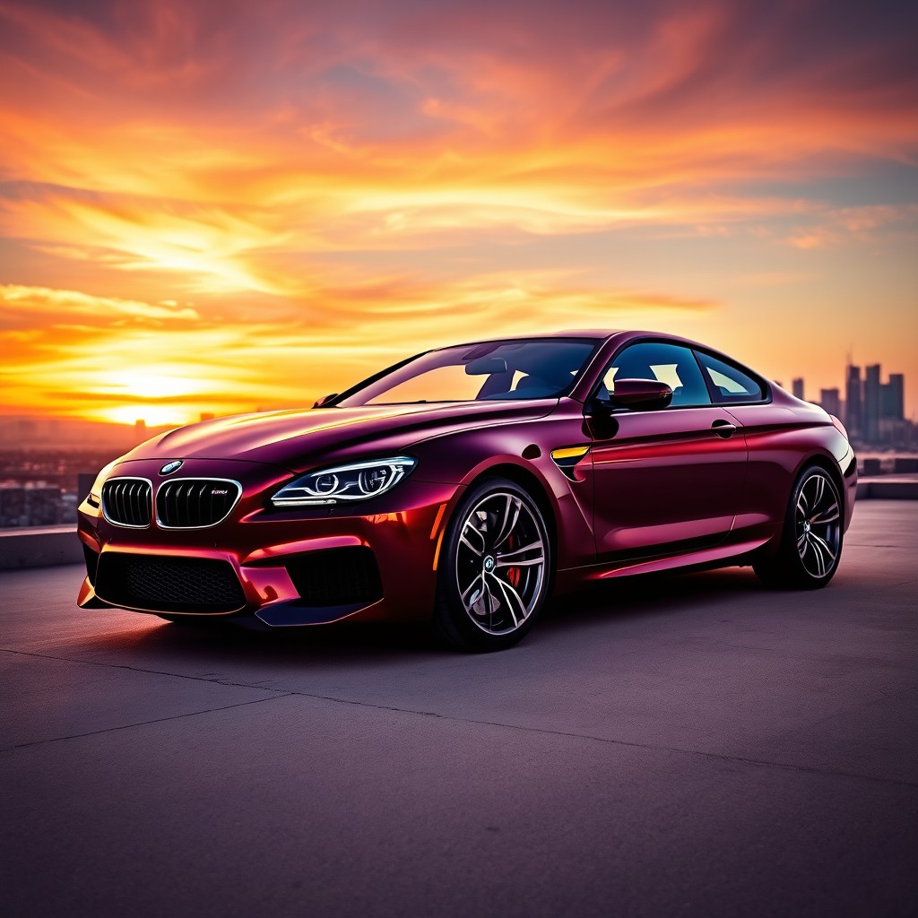 A sleek and powerful BMW M6 sports car in a highly dynamic setting, showcasing its elegant design and unrivaled performance