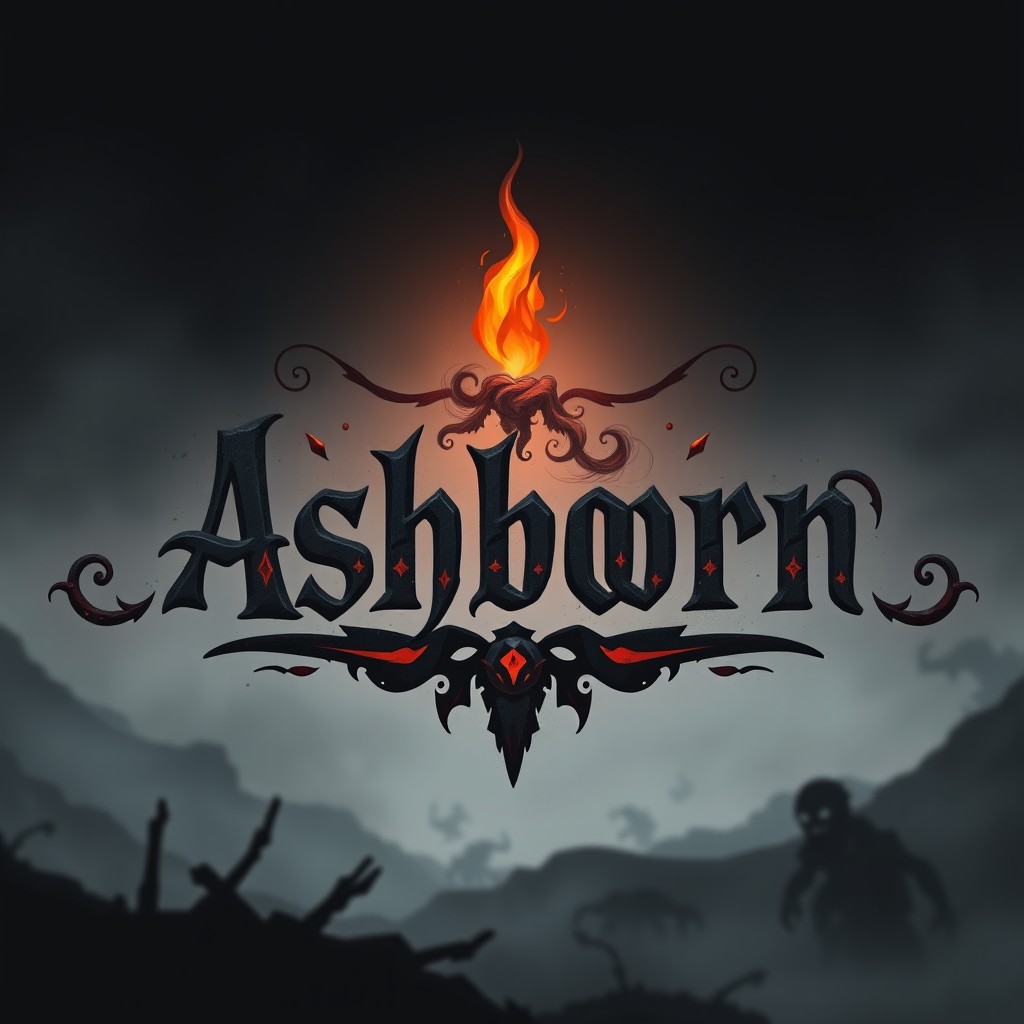 A mystical and atmospheric logo design for the game 'Ashborn'