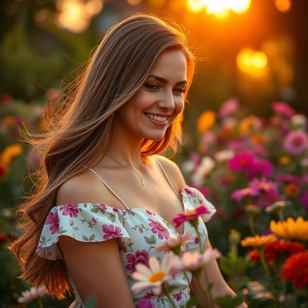 A romantic scene featuring a wife in a serene environment