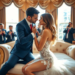 In the majestic Oval Office, an 18-year-old Arabic woman radiates beauty with her delicately slender frame, defined by delicate breasts, a tiny waist, and wide hips