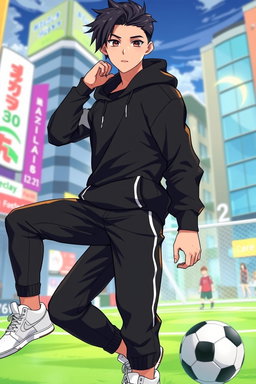 A handsome male anime original character inspired by the style of Bluelock