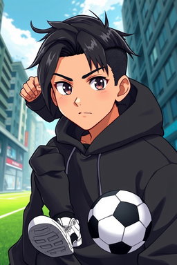 A handsome male anime original character inspired by the style of Bluelock