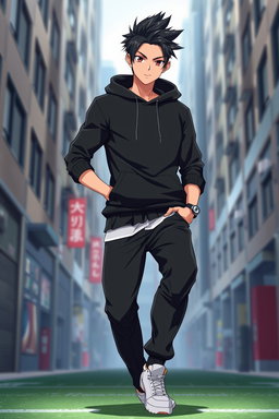 A handsome male anime original character inspired by the style of Bluelock