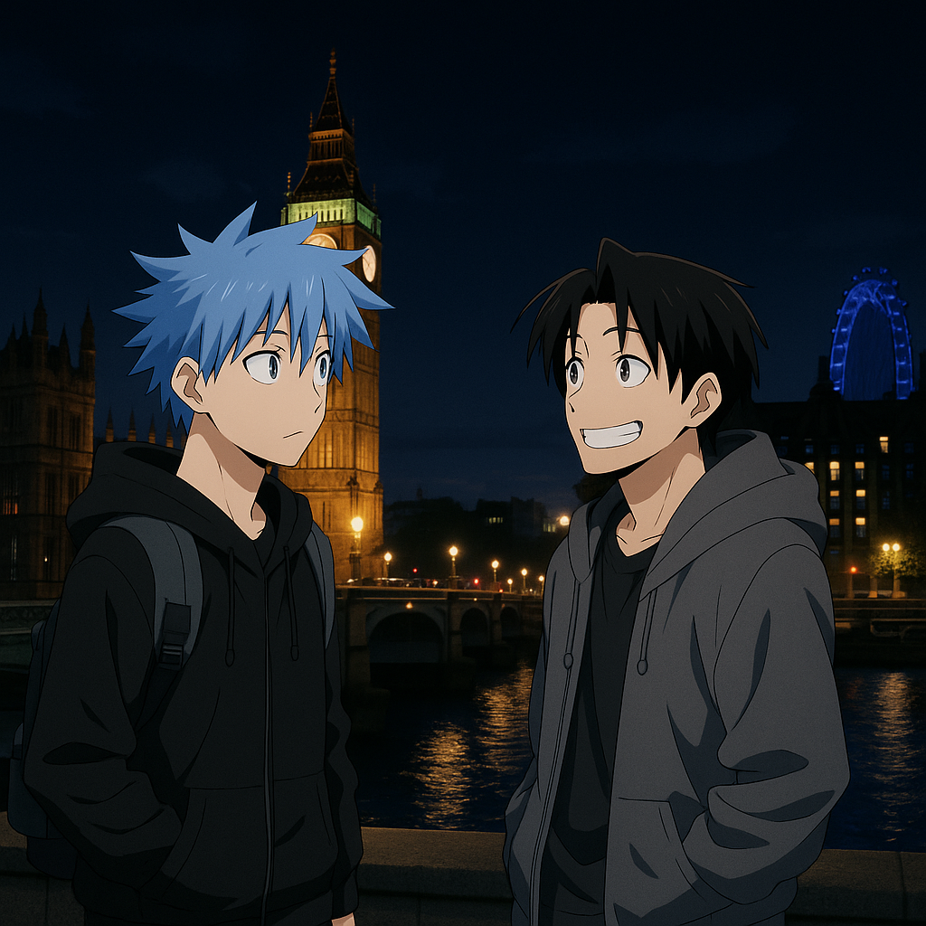 add London at night as background