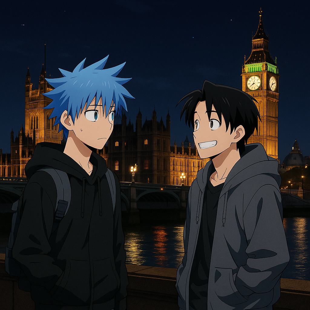 add London at night as background