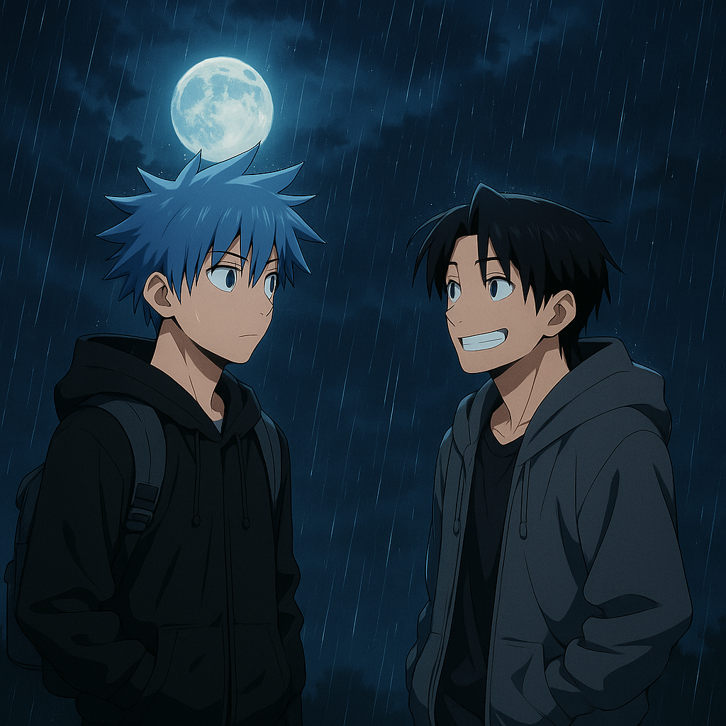 add rainy moonlight as background