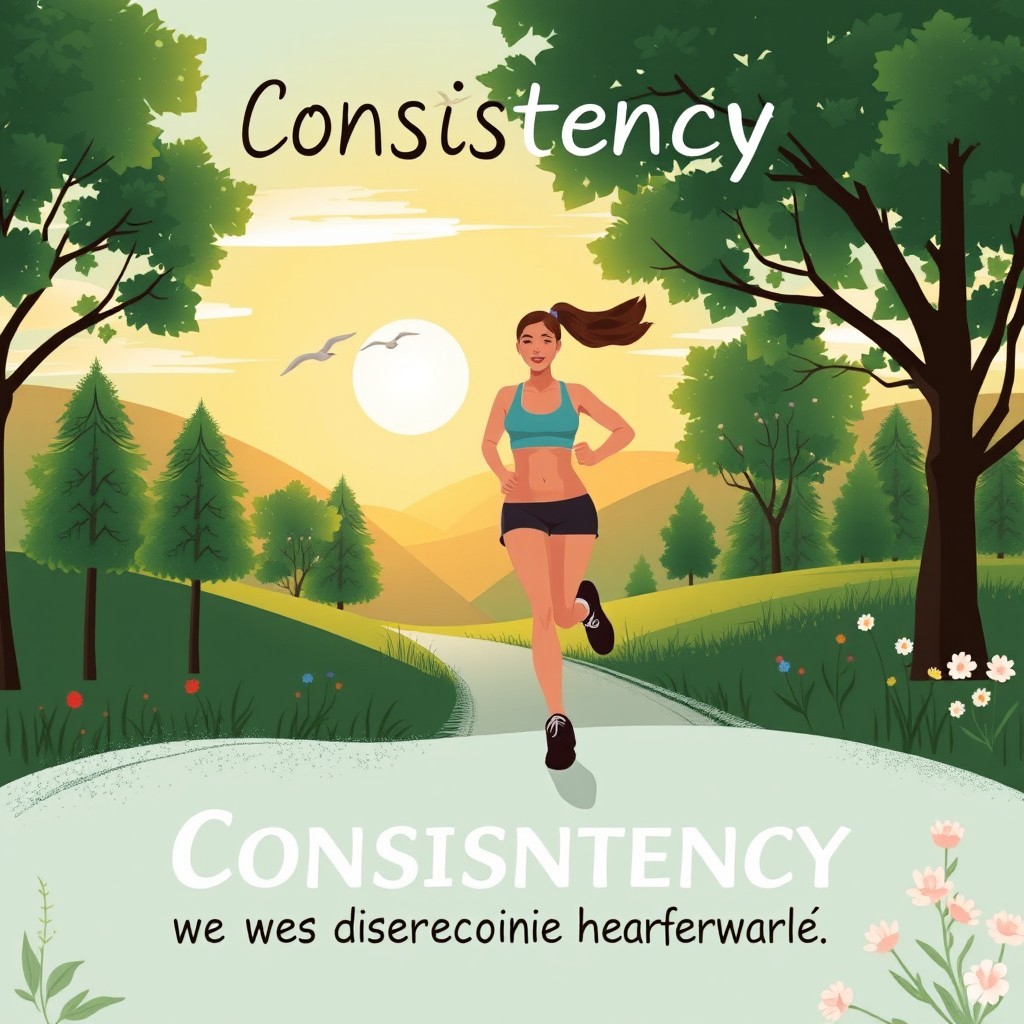 A thoughtful and motivational illustration showcasing the concept of consistency in personal growth
