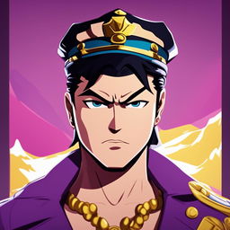 A digital art image of Jotaro Kujo from JoJo's Bizarre Adventure, redesigned in the style of South Park