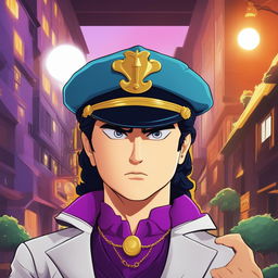 A digital art image of Jotaro Kujo from JoJo's Bizarre Adventure, redesigned in the style of South Park