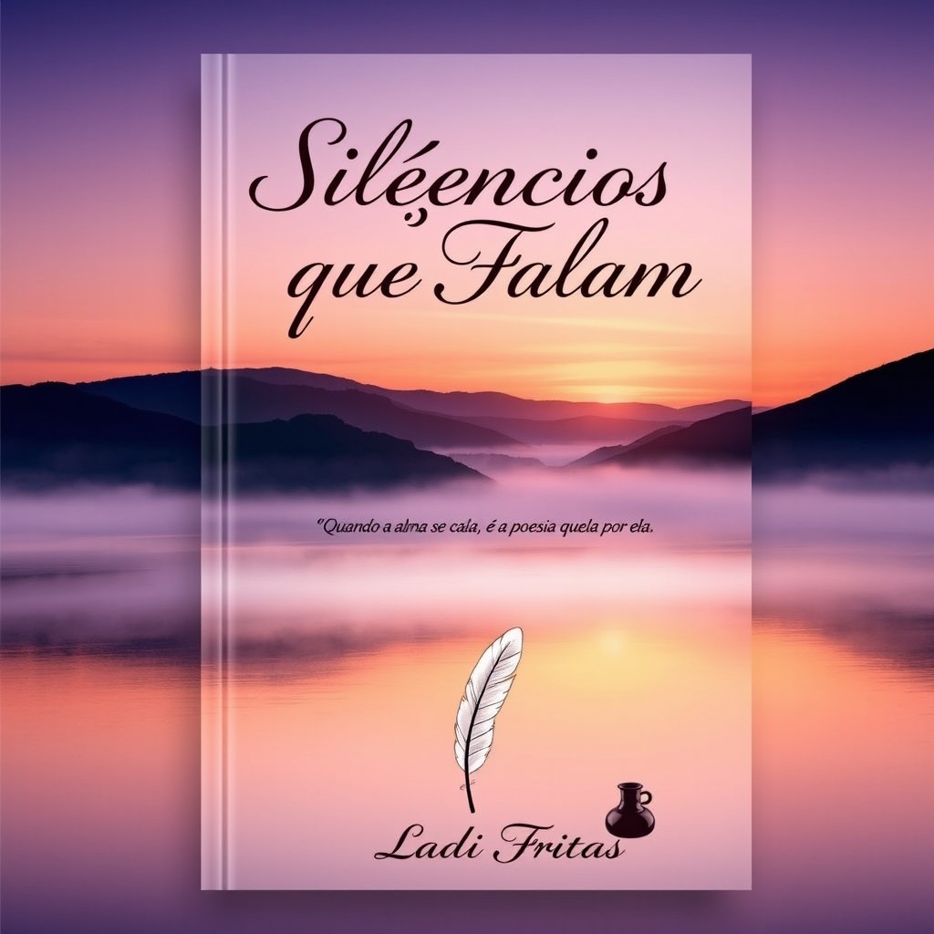 A book cover design for a poetry collection titled 'Silêncios que Falam'