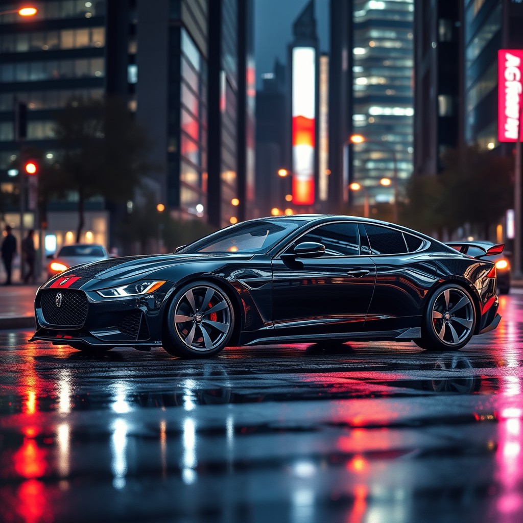 A Cobra luxury sedan inspired by the Jaguar XF, designed to be longer with a more austere yet sporty appearance, emphasizing speed and performance