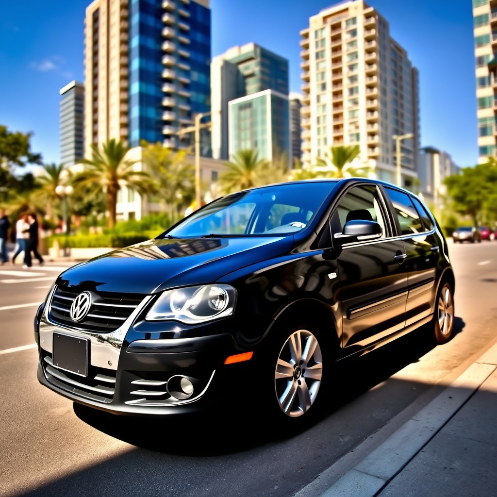 A sleek black 2008 Volkswagen Gol parked on a city street