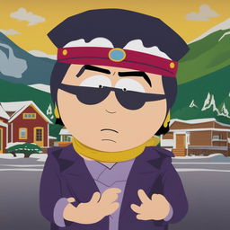 A digital art image depicting Jotaro Kujo in a more pronounced South Park style