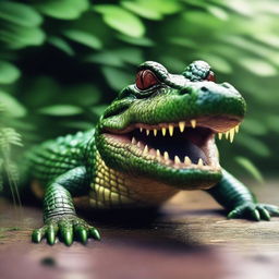 An extraordinary hyper-realistic digital art piece, portraying a unique concept of a 'Furry Crocodile'