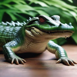 An extraordinary hyper-realistic digital art piece, portraying a unique concept of a 'Furry Crocodile'