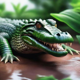 An extraordinary hyper-realistic digital art piece, portraying a unique concept of a 'Furry Crocodile'