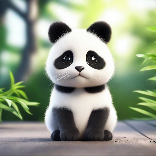 A mesmerizing hyper-realistic digital art piece, presenting an imaginative concept of a 'Panda Cat'