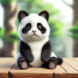 A mesmerizing hyper-realistic digital art piece, presenting an imaginative concept of a 'Panda Cat'