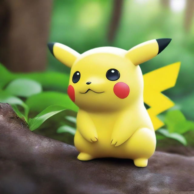 An astonishingly hyper-realistic photograph of Pikachu, imagined in real-life