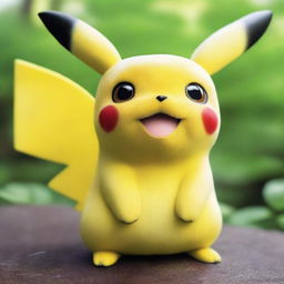 An astonishingly hyper-realistic photograph of Pikachu, imagined in real-life