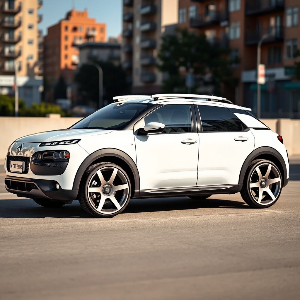 A stunning white C4 cactus with a sleek and modern design, featuring star-shaped wheels