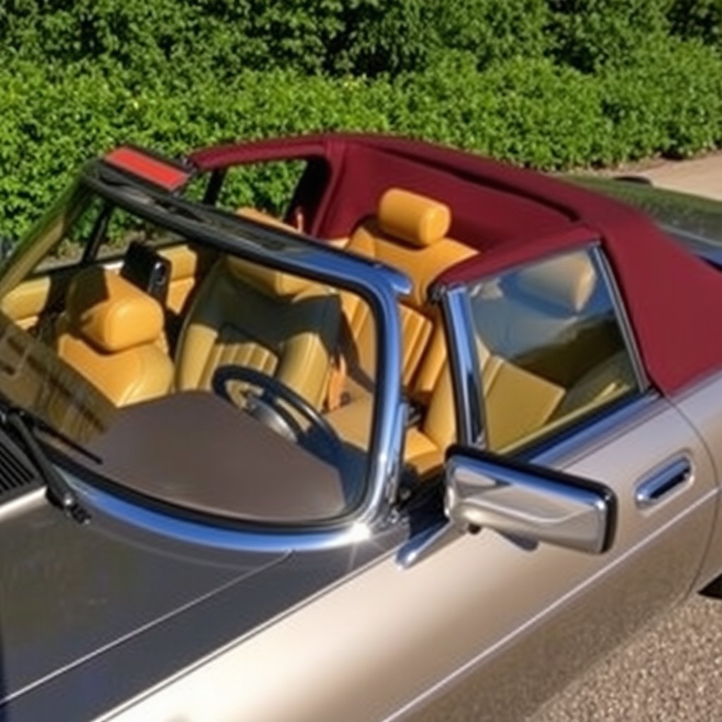 A stunning 1990 Jaguar XJS with a sleek tungsten exterior, showcasing a goldenrod leather interior that gleams in the sunlight