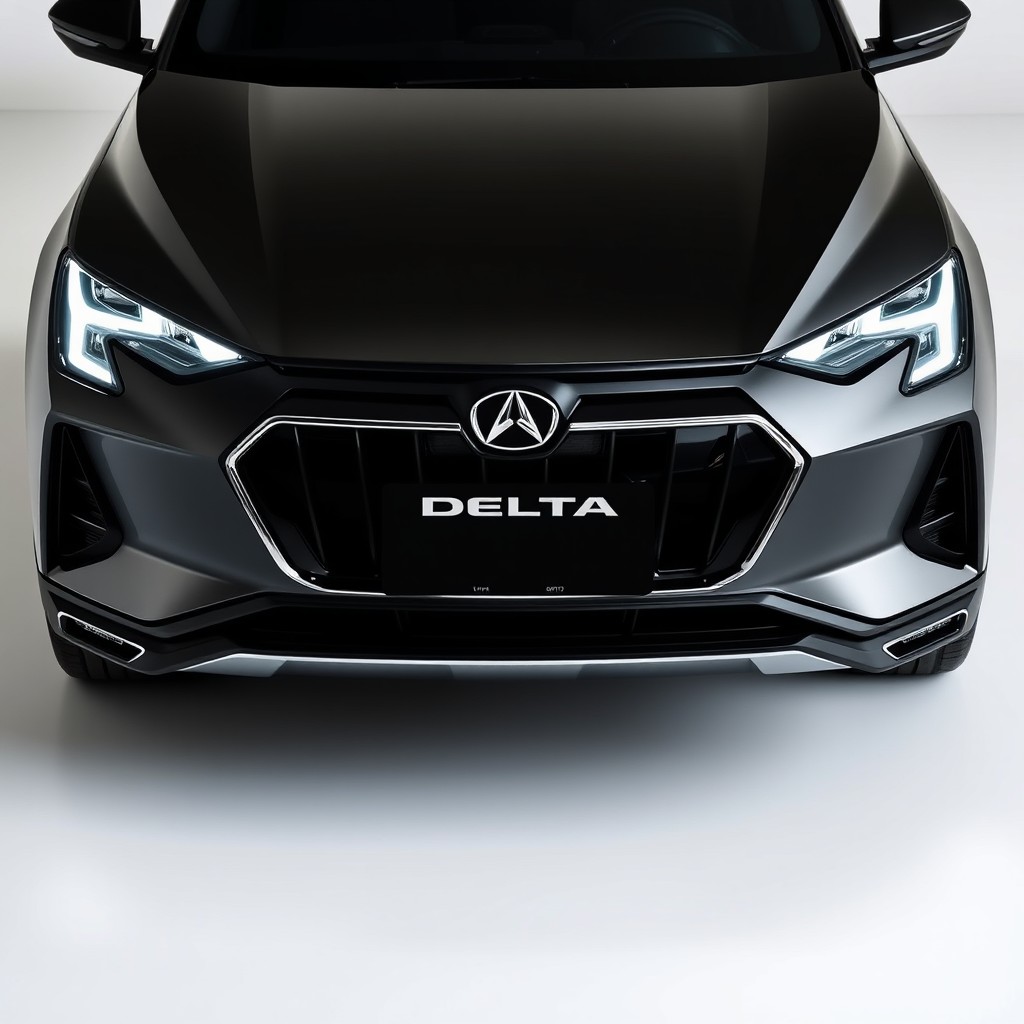 A luxury business-class crossover vehicle featuring striking quadrilateral headlights with protruding side angles that give it a bold appearance
