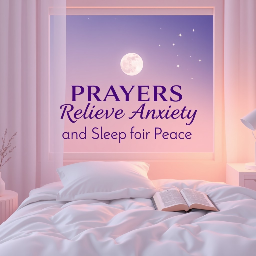 E-book cover titled “Prayers to Relieve Anxiety and Sleep in Peace”, featuring a serene and spiritual design