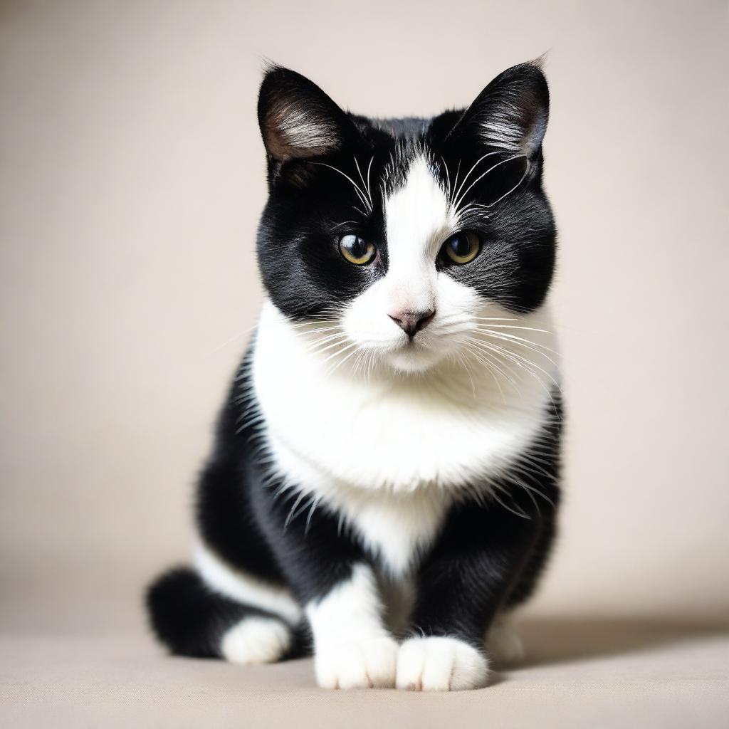 A high-quality, real-life photograph showcasing a 'Panda Cat', a domestic cat with panda-like markings