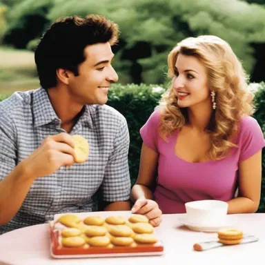 In the romantic comedy movie, the main characters share a box of ratafia biscuits while on their first date.