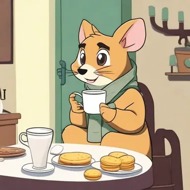 In the animated series, the protagonist enjoys a warm cup of tea with ratafia biscuits after a long day of adventures.