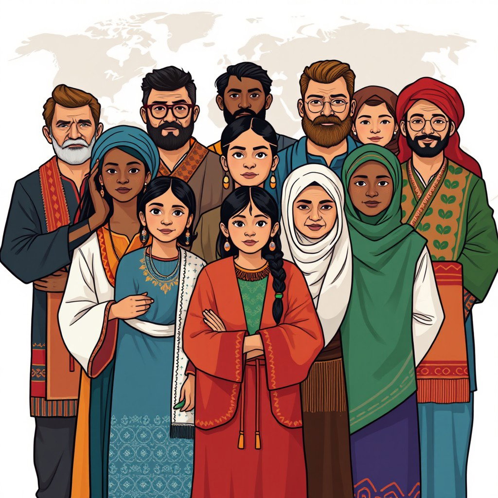 A powerful and thought-provoking illustration depicting the theme of ethnic nationalism