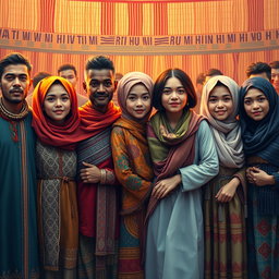 A conceptual digital painting that beautifully illustrates the theme of unity among diverse ethnic backgrounds