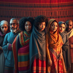 A conceptual digital painting that beautifully illustrates the theme of unity among diverse ethnic backgrounds