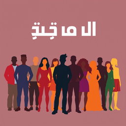A modern graphic poster design featuring silhouettes of diverse individuals standing together, embodying unity and strength