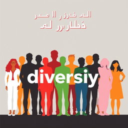 A modern graphic poster design featuring silhouettes of diverse individuals standing together, embodying unity and strength