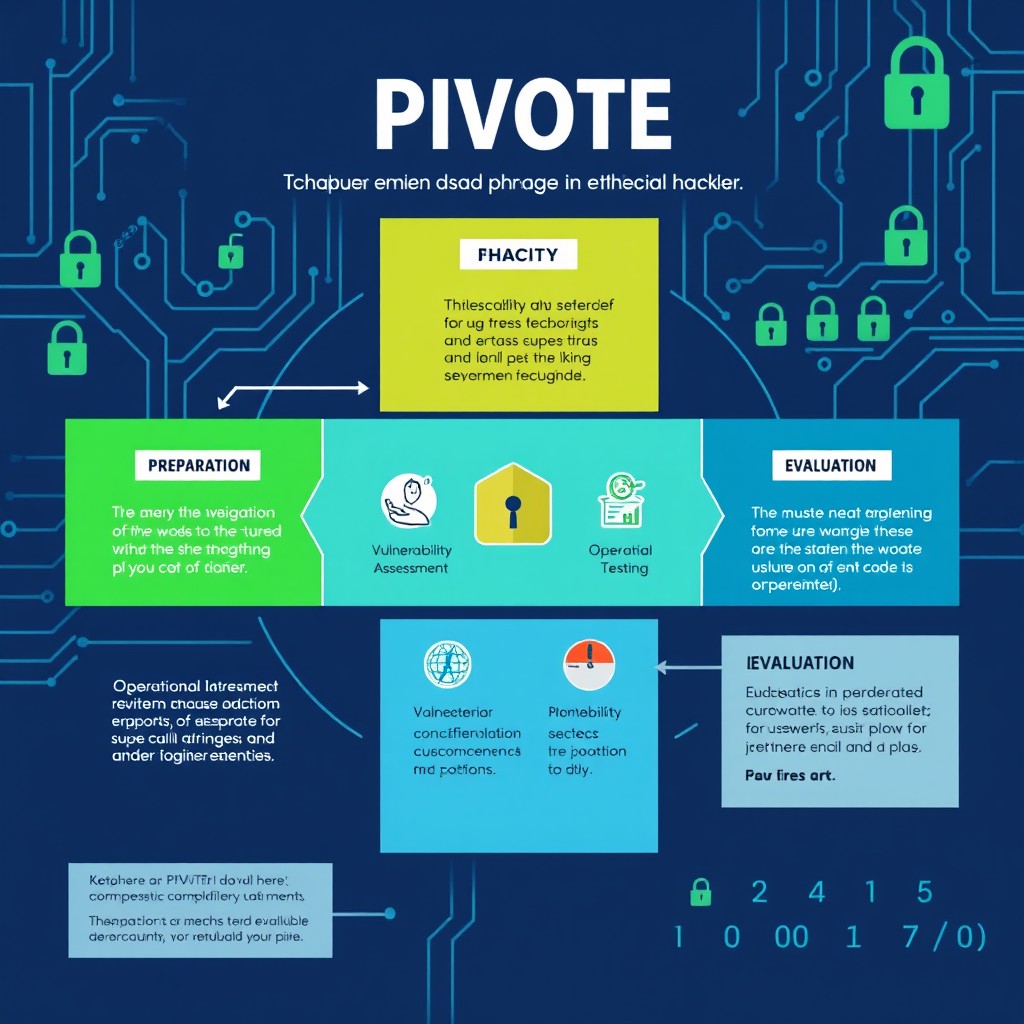 An informative and visually engaging illustration depicting the phases of the PIVOTE technique used in ethical hacking