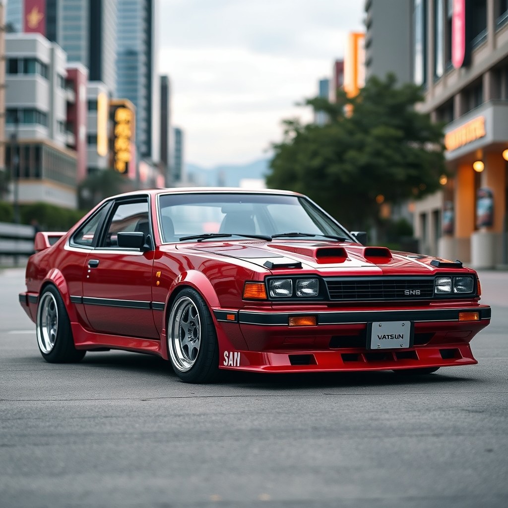 A modified 1989 Datsun Bluebird SSS coupe, showcasing a JDM tuning style