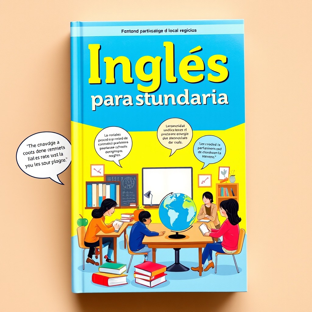 A captivating book cover design for a secondary school English textbook, aimed at engaging students