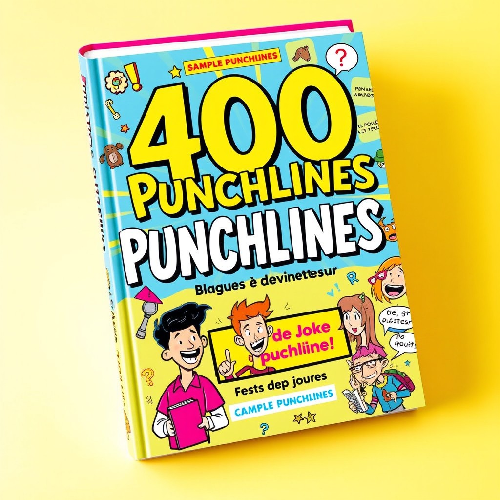 A vibrant and engaging book cover design for '400 Punchlines: Blagues et Devinettes pour Ados'