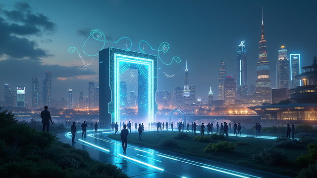 A breathtaking visual representation of the Tesla Gate Network, a next-generation digital ecosystem