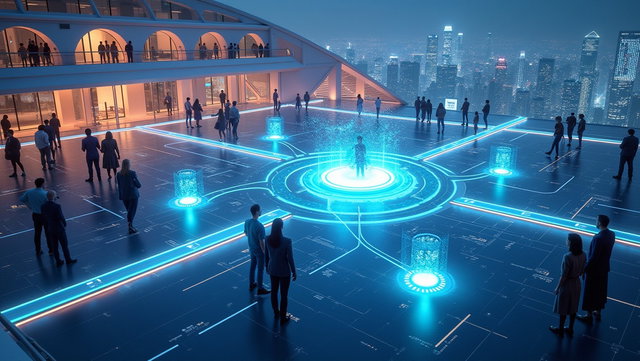 An innovative digital ecosystem representing a groundbreaking decentralized platform that flawlessly integrates multiple core services into a single unified interface